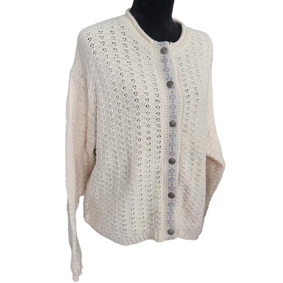 Vintage ALPS Cream Knit Cardigan Size Large - Picture 2 of 7